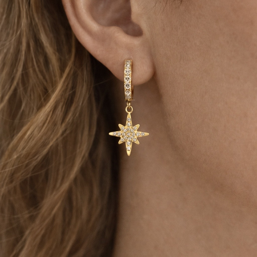 Boucles d’oreilles étoile en acier inoxydable