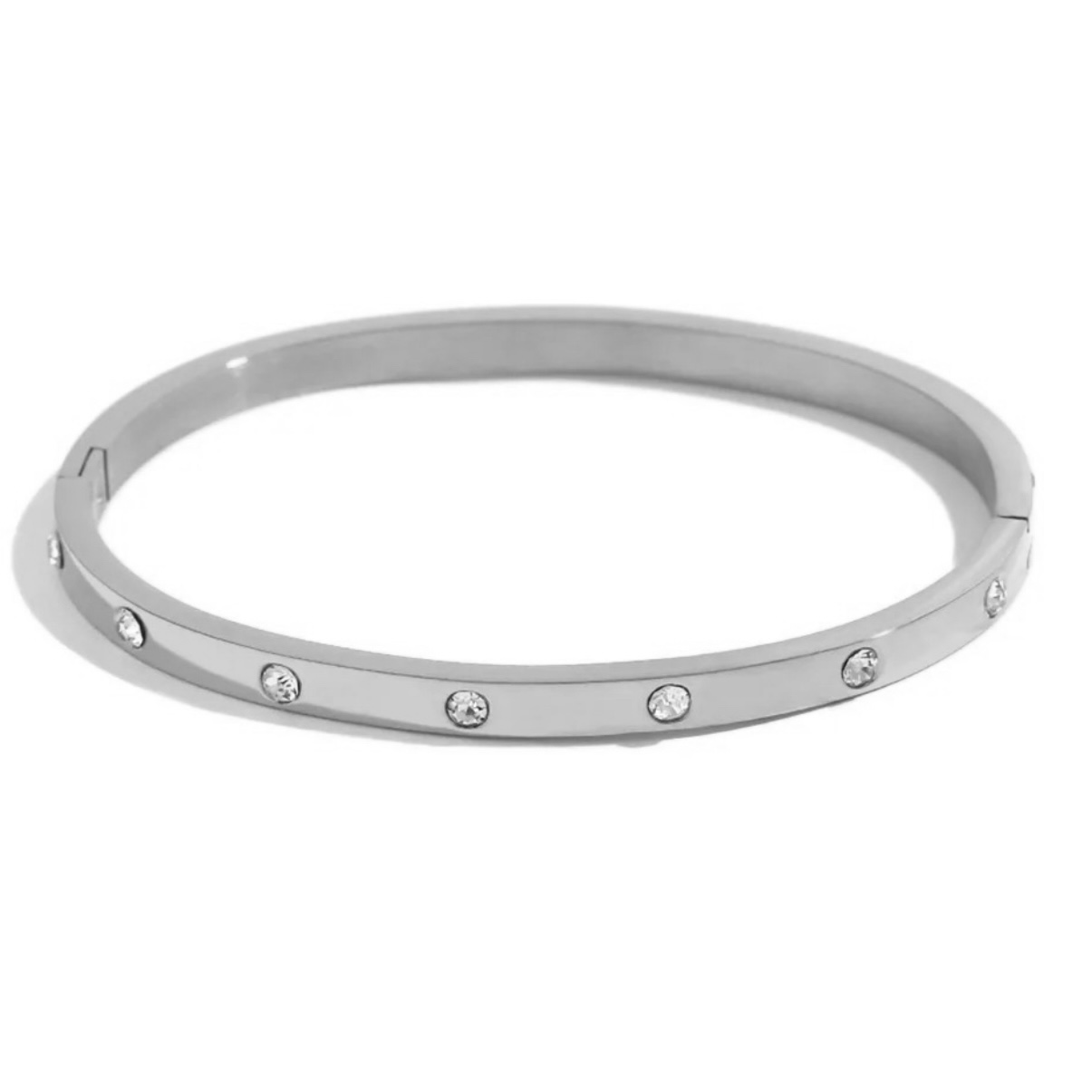 Bracelet jonc en acier inoxydable argenté pas cher