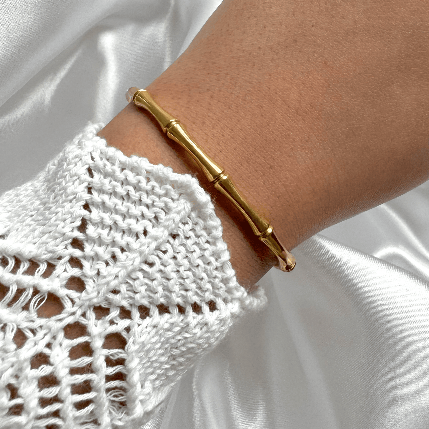 Bracelet bambou en acier inoxydable doré