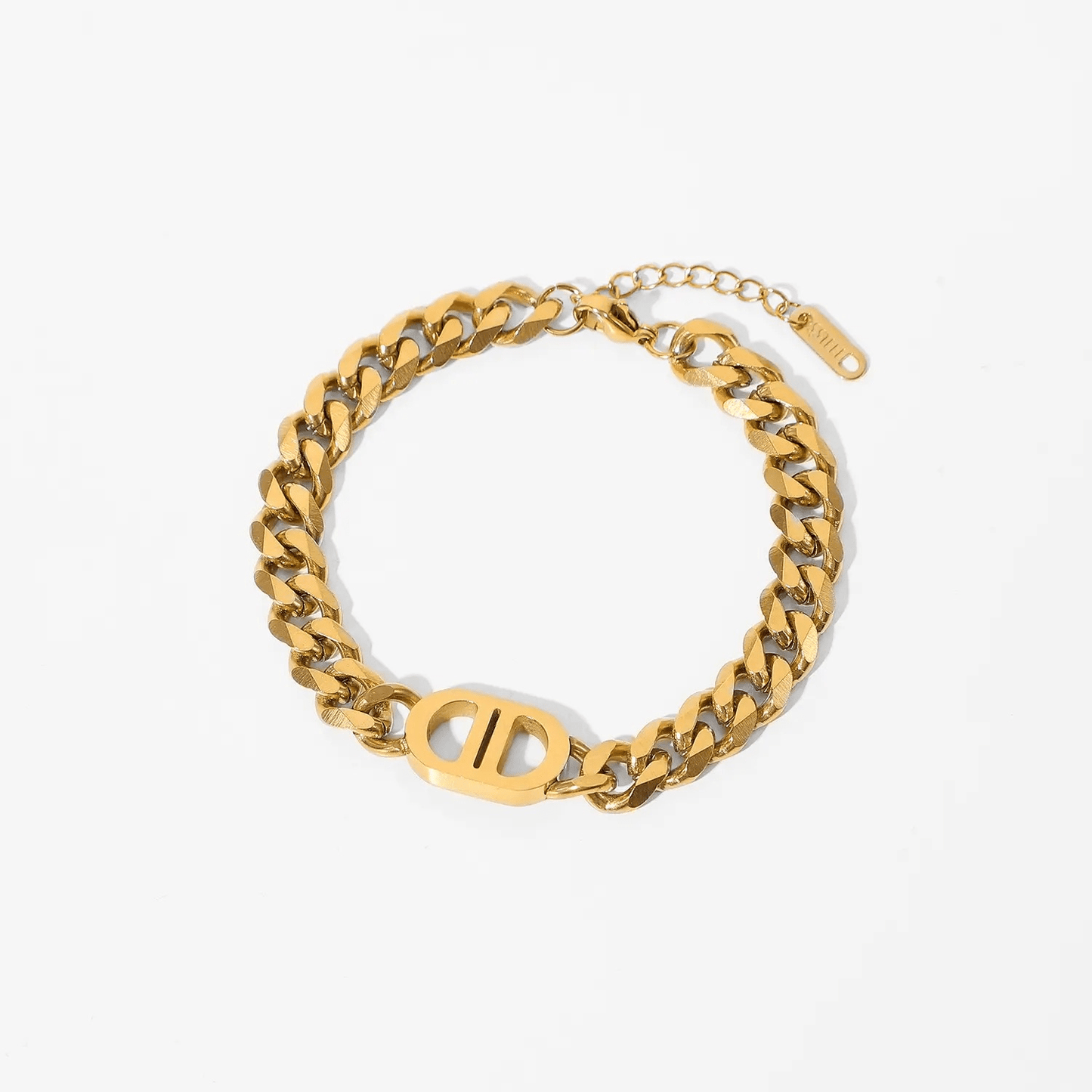 Bracelet cd ajustable en acier inoxydable en doré