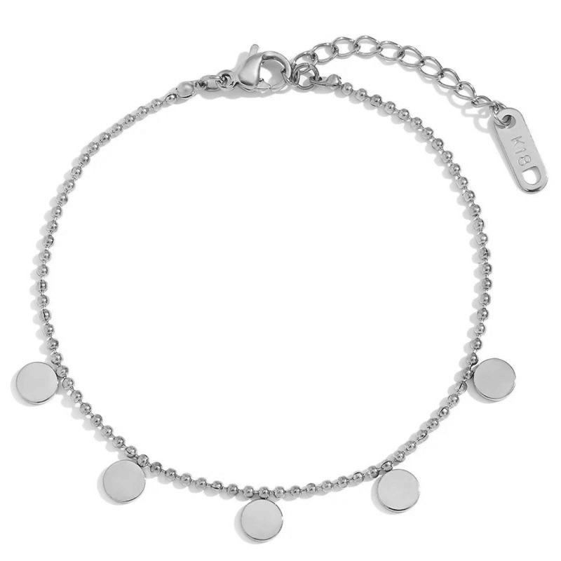 Bracelet confettis en acier inoxydable argenté pas cher cadeau femme