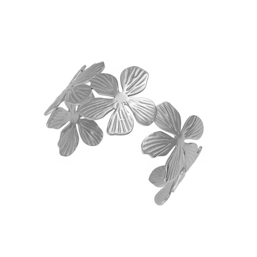 Bracelet jonc Flora acier inoxydable ajustable