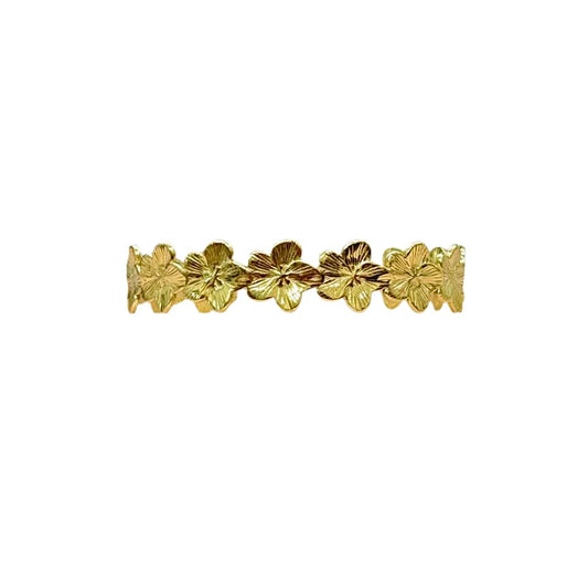 Bracelet jonc fleurs en acier inoxydable