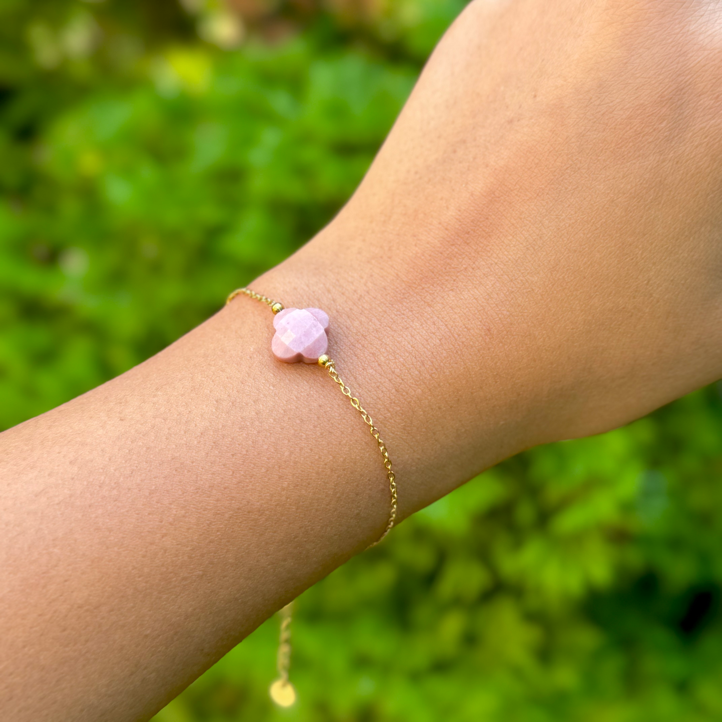 Cadentia | Bracelet trèfle en acier inoxydable et pierres naturelles