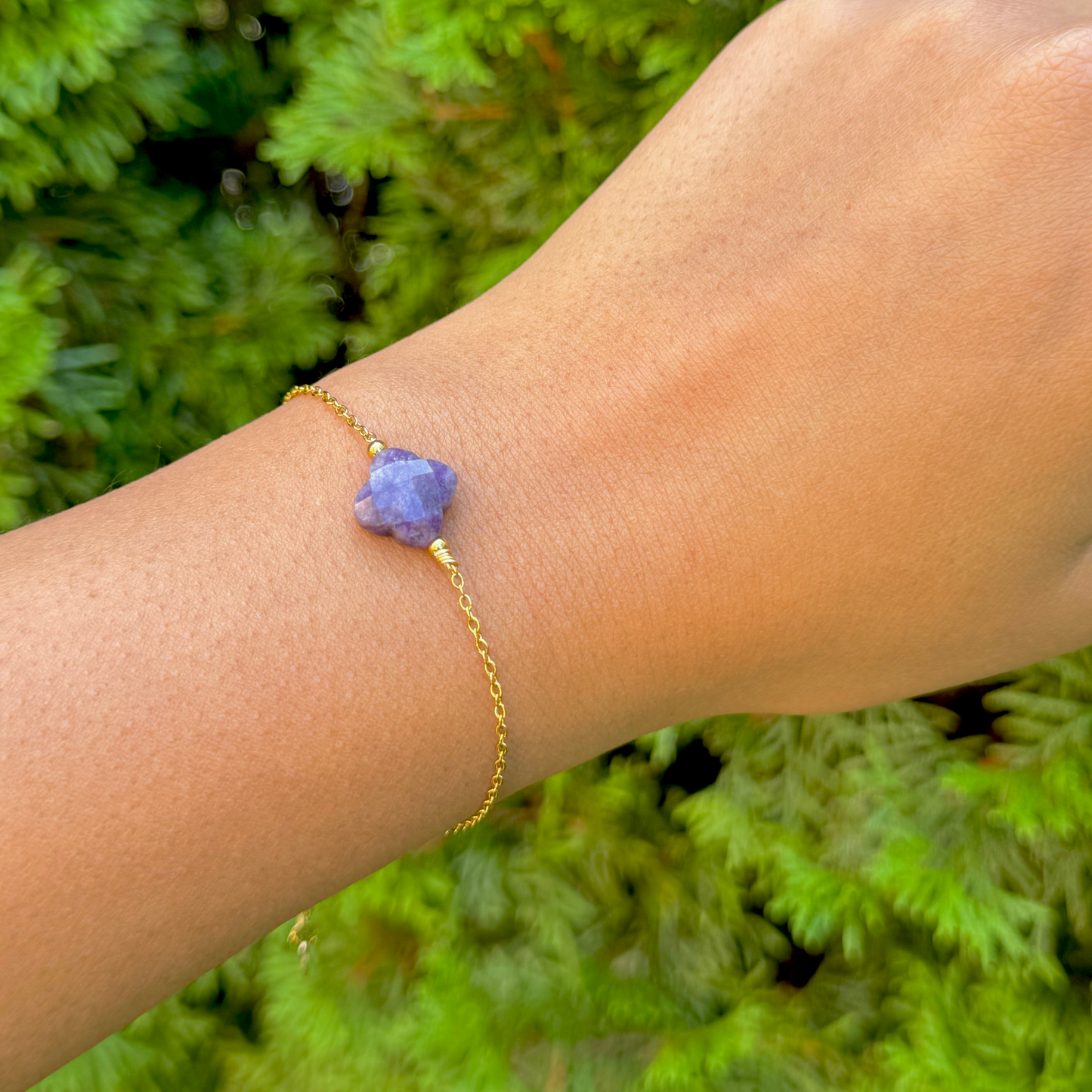 Cadentia | Bracelet trèfle en acier inoxydable et pierres naturelles