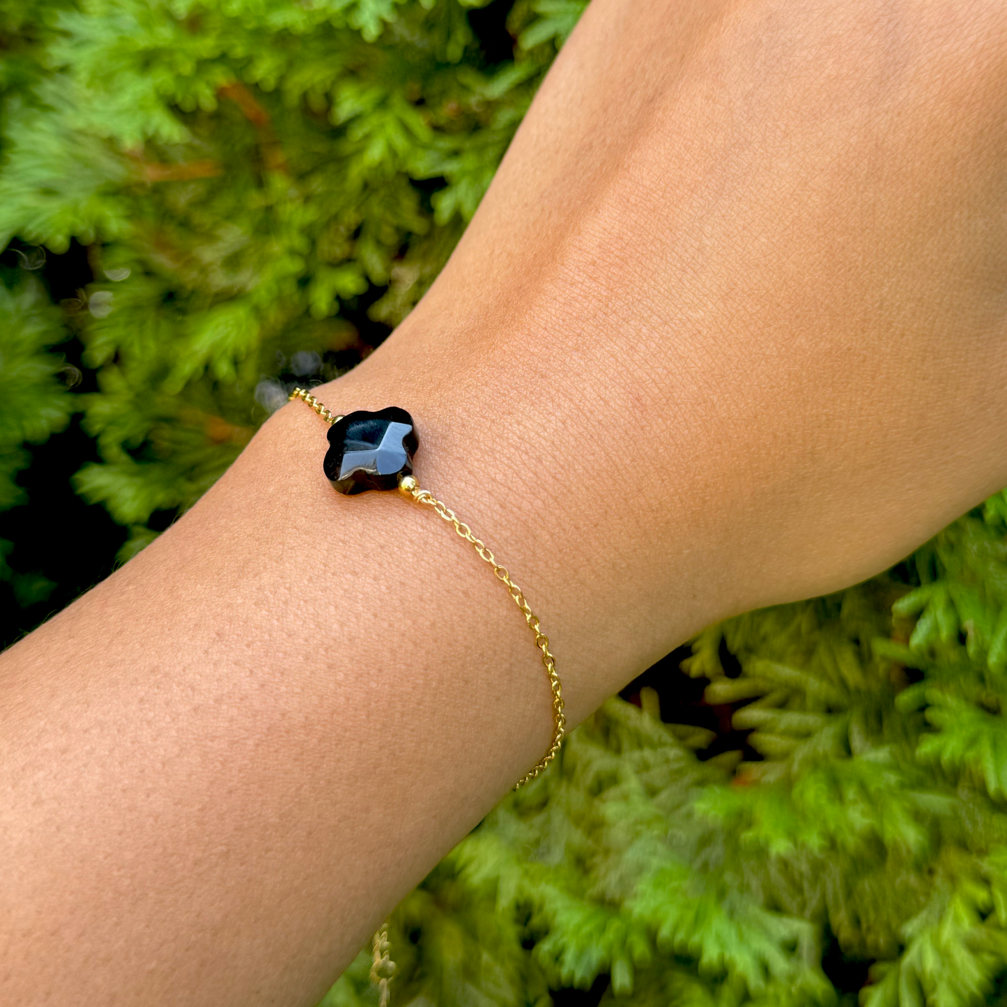 Cadentia | Bracelet trèfle en acier inoxydable et pierres naturelles