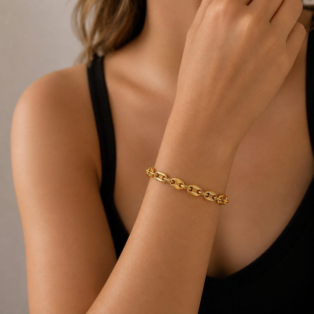 Bracelet grain de café en acier inoxydable