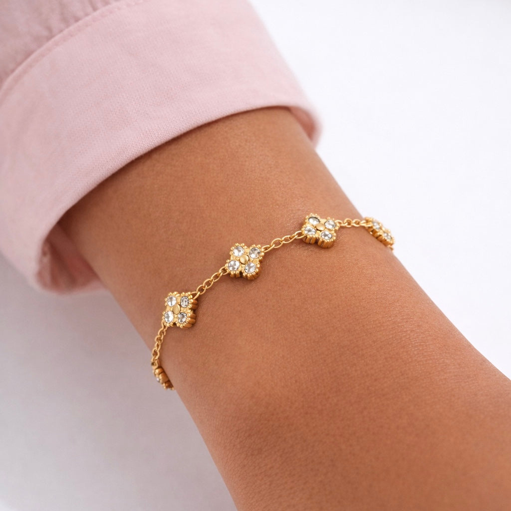 Bracelet trèfle en acier inoxydable