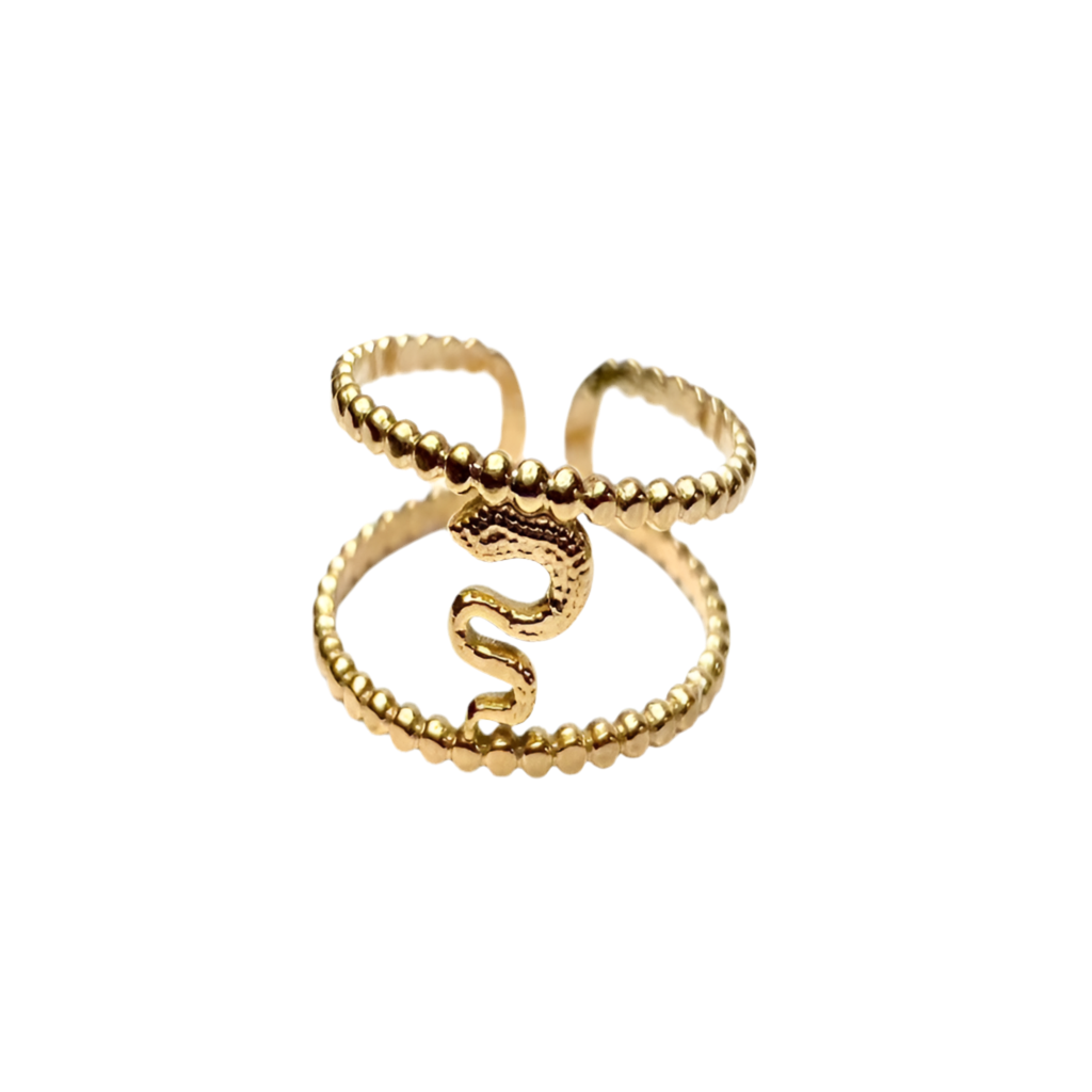 Cobra I Bague en acier inoxydable ajustable dorée