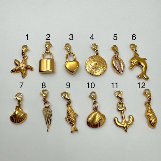 Charms en acier inoxydable et fermoir