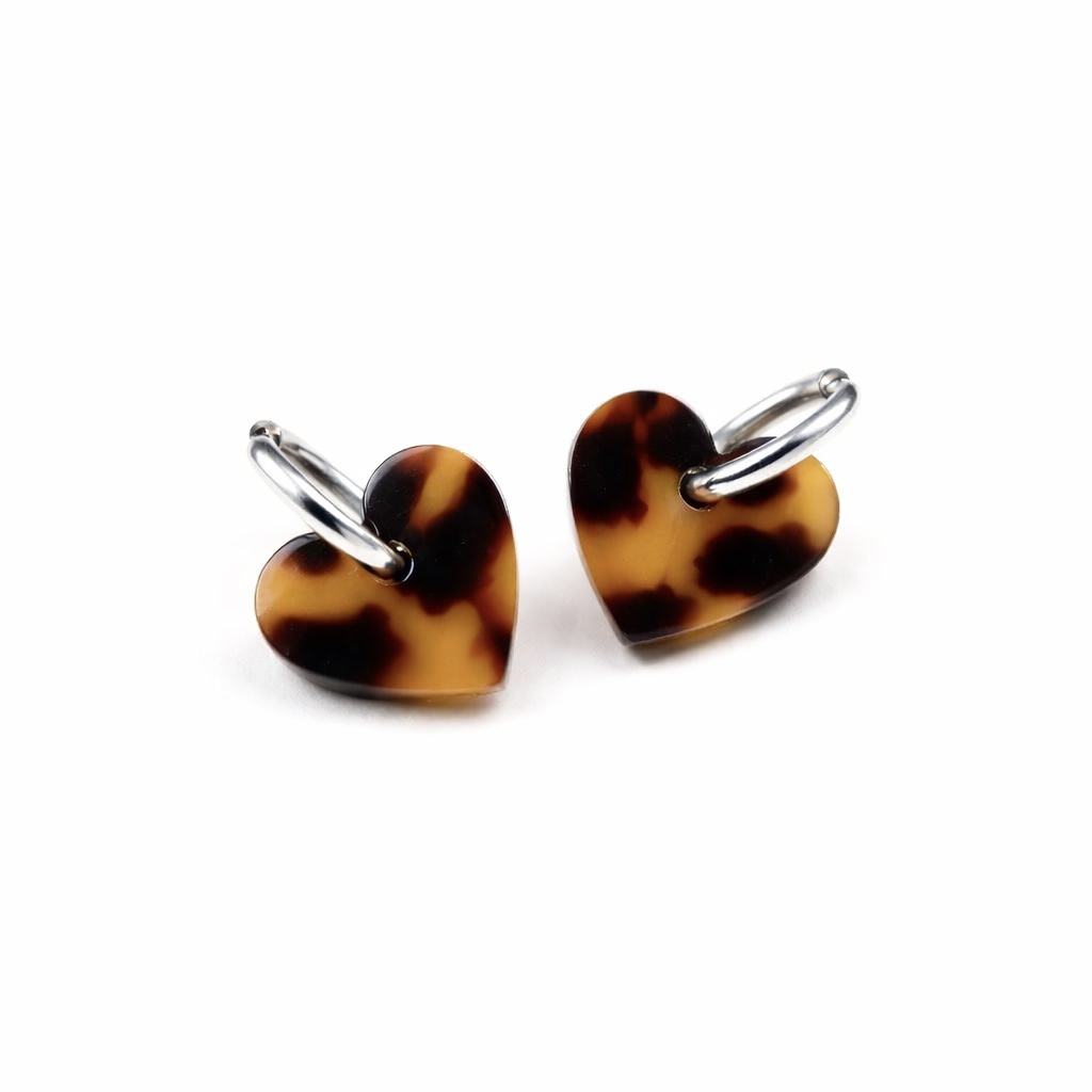 Boucles d’oreilles cœur leopard en acier inoxydable