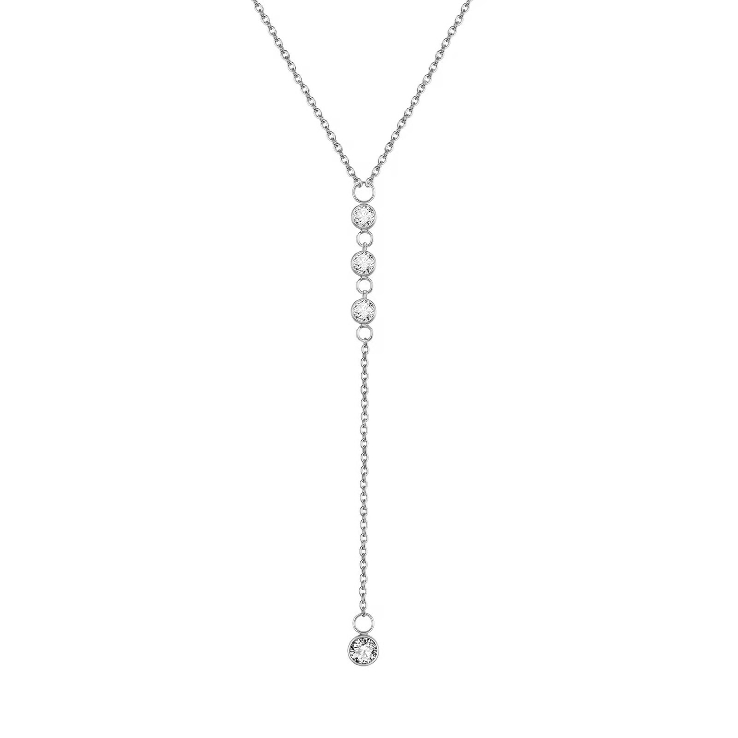 Collier cravate forme y acier inoxydable