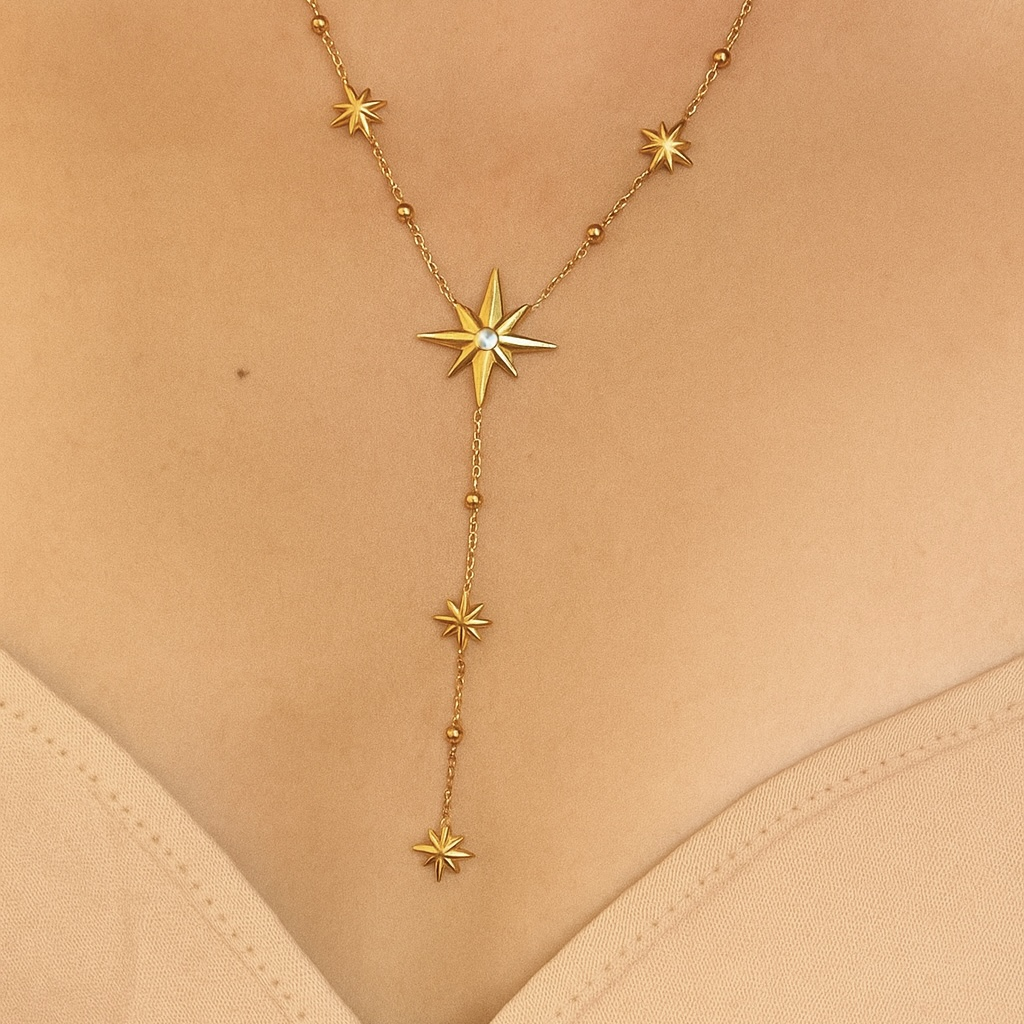 Collier étoile en acier inoxydable forme y