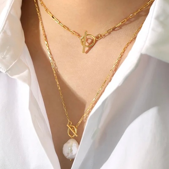 Collier maille en acier inoxydable ajustable doré bare pas cher cadeau femme