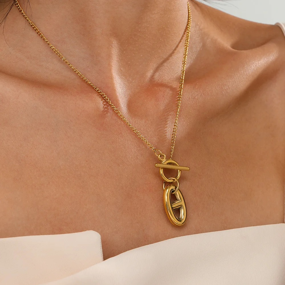 Collier maille en acier inoxydable ajustable doré bare pas cher cadeau femme
