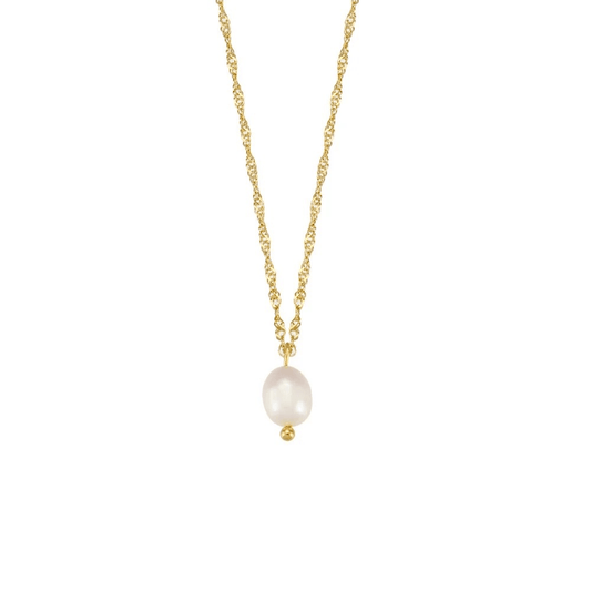 Collier en acier inoxydable et perle blanche en acier inoxydable