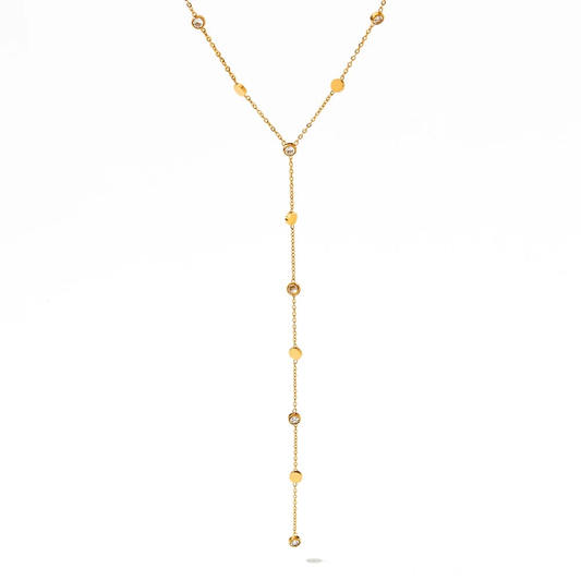 Collier Y en acier inoxydable doré