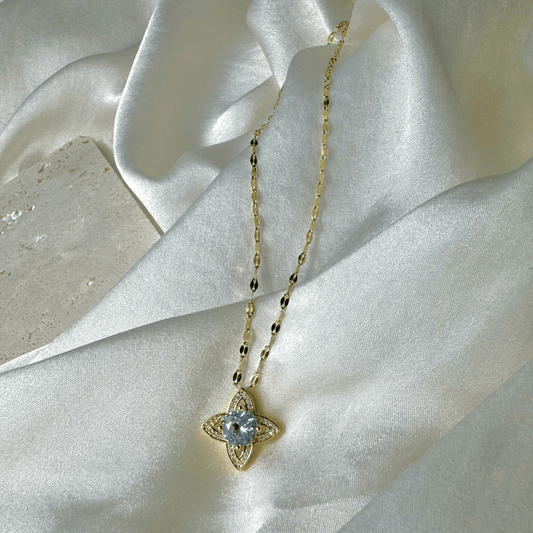 Collier en acier inoxydable et pierre de zircon pas cher cadeau
