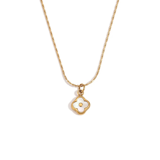 Collier trèfle en acier inoxydable doré