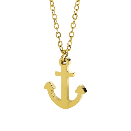 Collier ancre en acier inoxydable doré pas cher