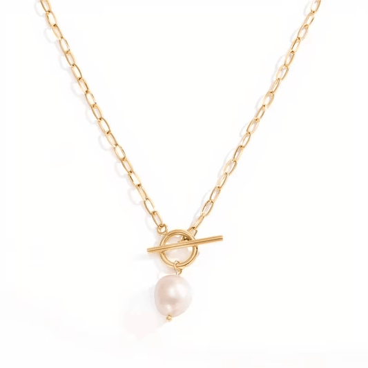 Collier charm en acier inoxydable perle blanche