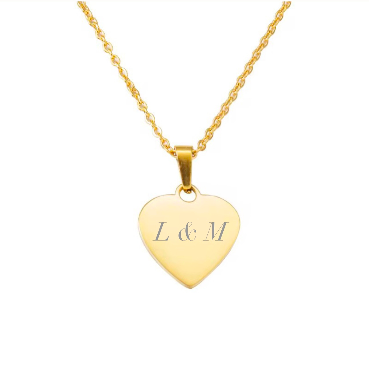 Collier cœur gravure personnalisé en acier inoxydable