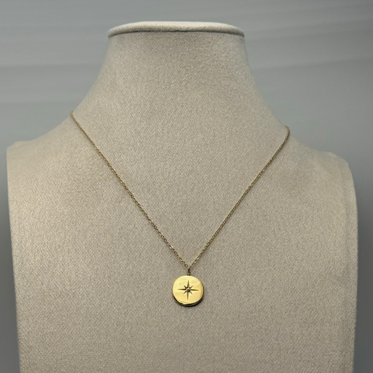 Collier étoile polaire en acier inoxydable doré pas cher cadeau femme