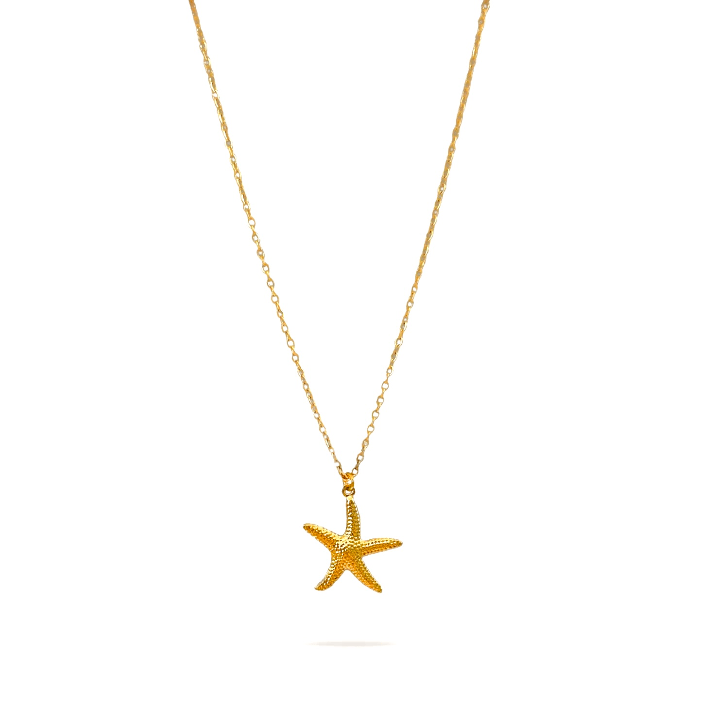 Collier étoile de mer en acier inoxydable doré pas cher