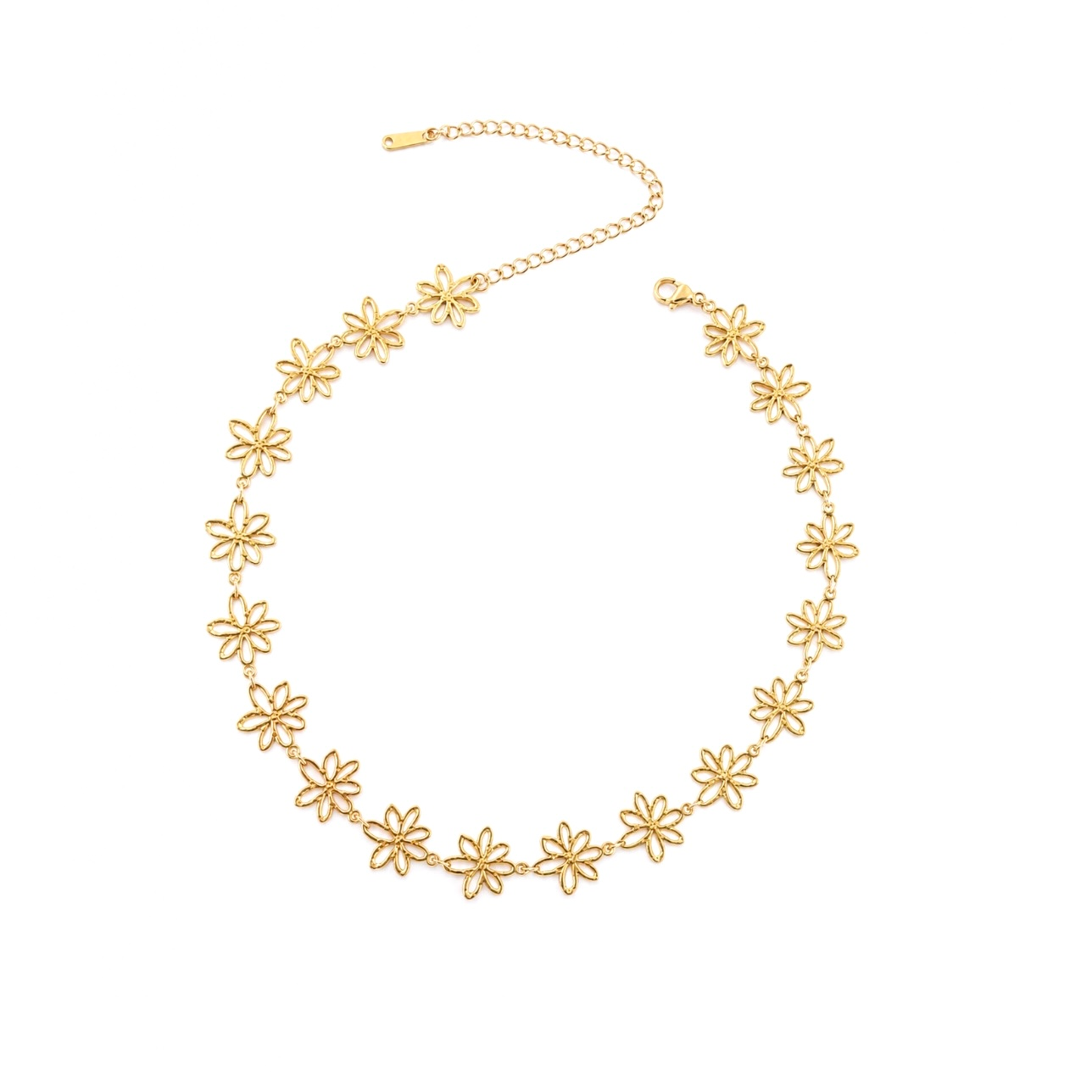 Collier fleurs en acier inoxydable