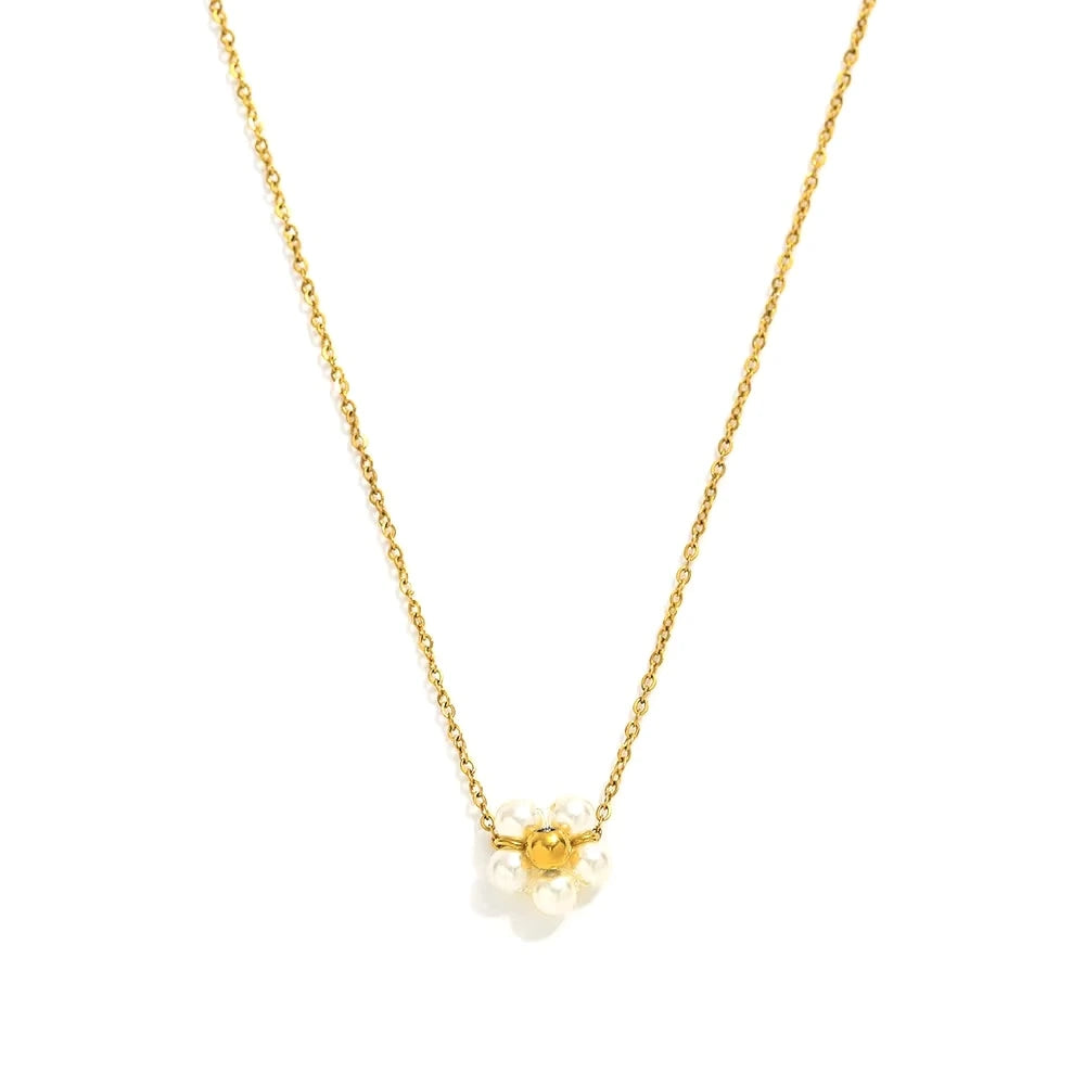 Collier fleur en acier inoxydable