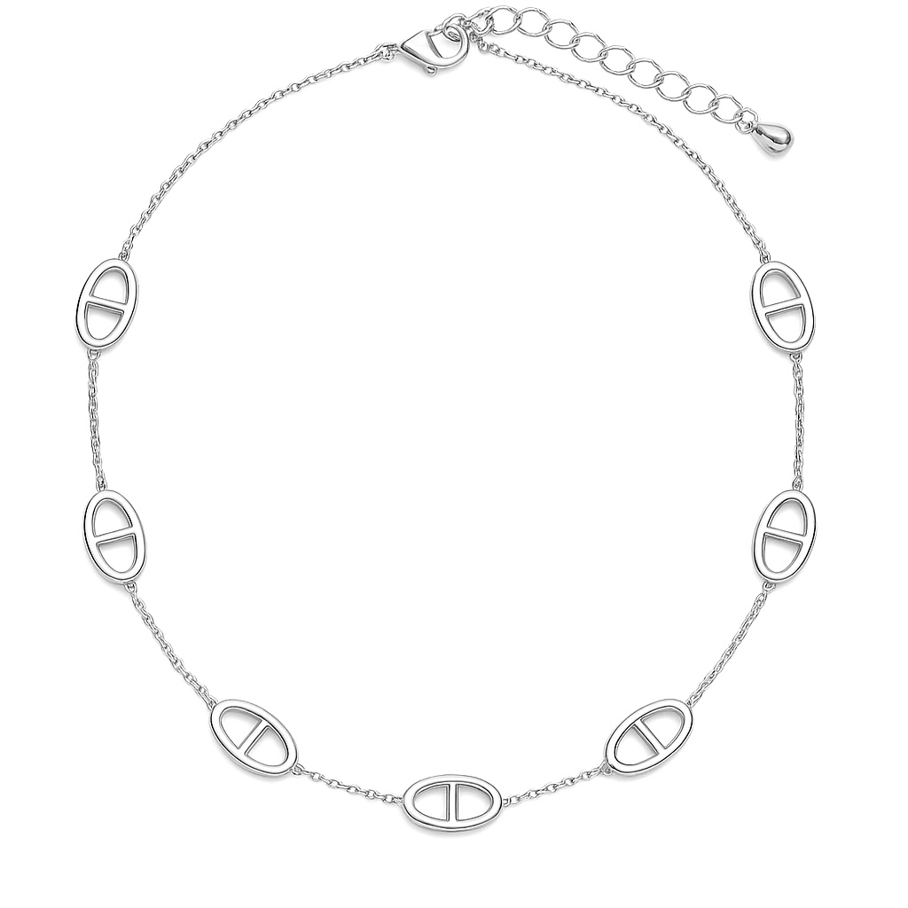Collier maille acier inoxydable argenté