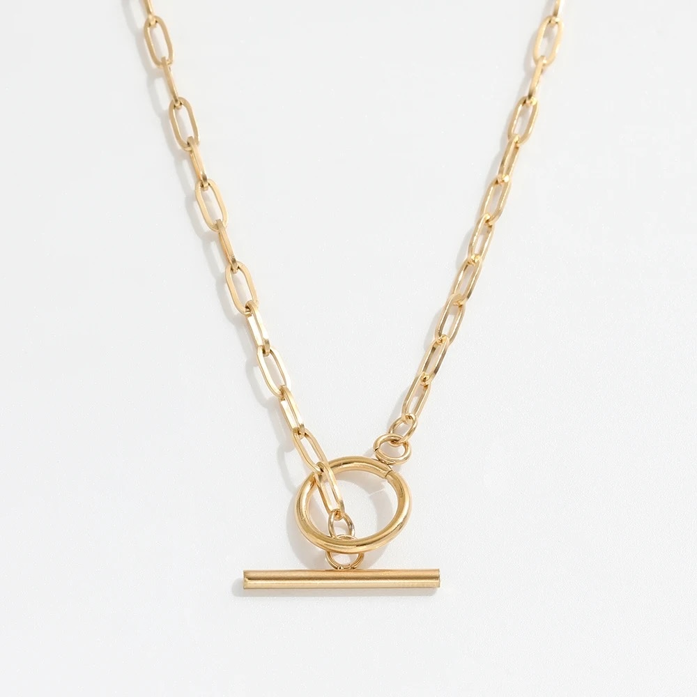 Collier maille en acier inoxydable ajustable doré bare pas cher cadeau femme