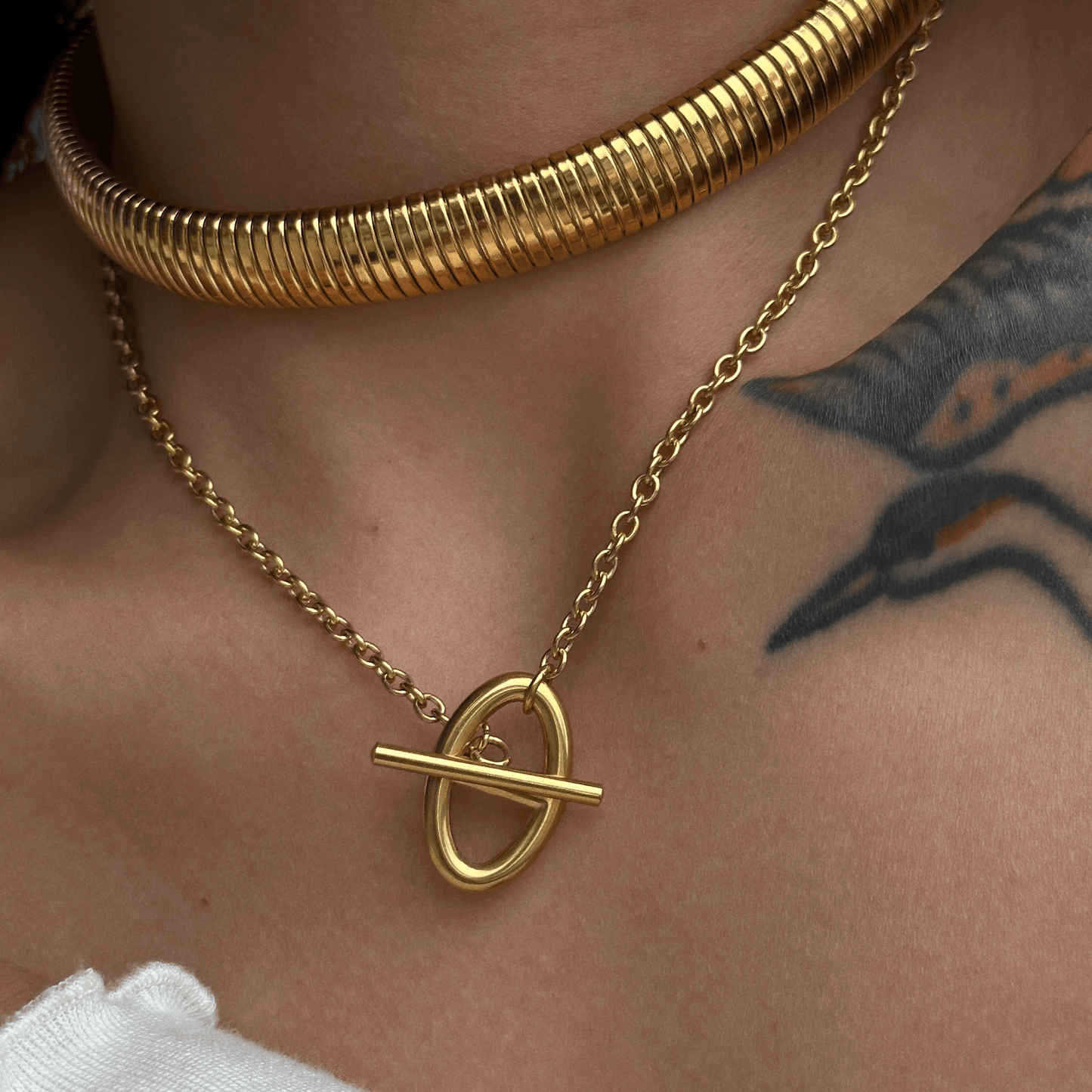 Collier maille en acier inoxydable doré ajustable pas cher cadeau femme