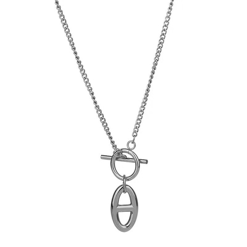 Collier maille en acier inoxydable ajustable argenté bare pas cher cadeau femme