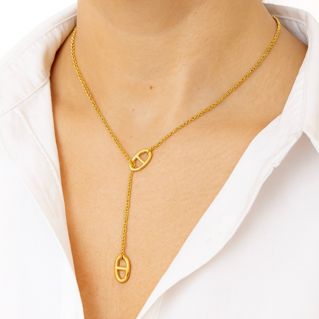 Collier maille y en acier inoxydable