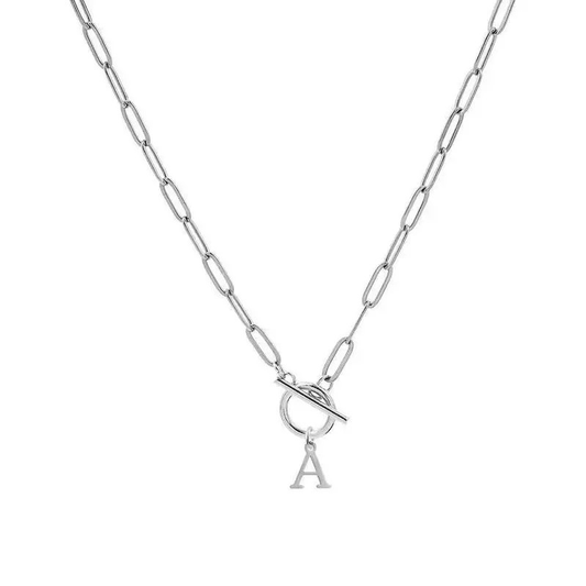 Collier lettre maille personnalisé en acier inoxydable argenté pas cher