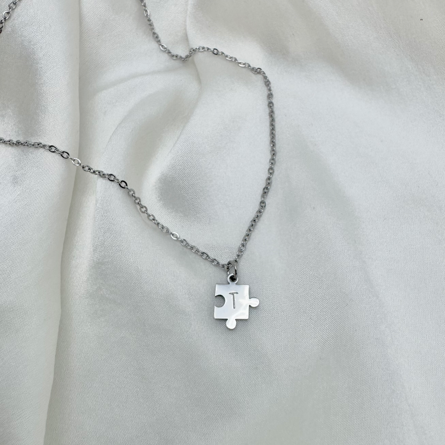 Collier puzzle en acier inoxydable personnalisé