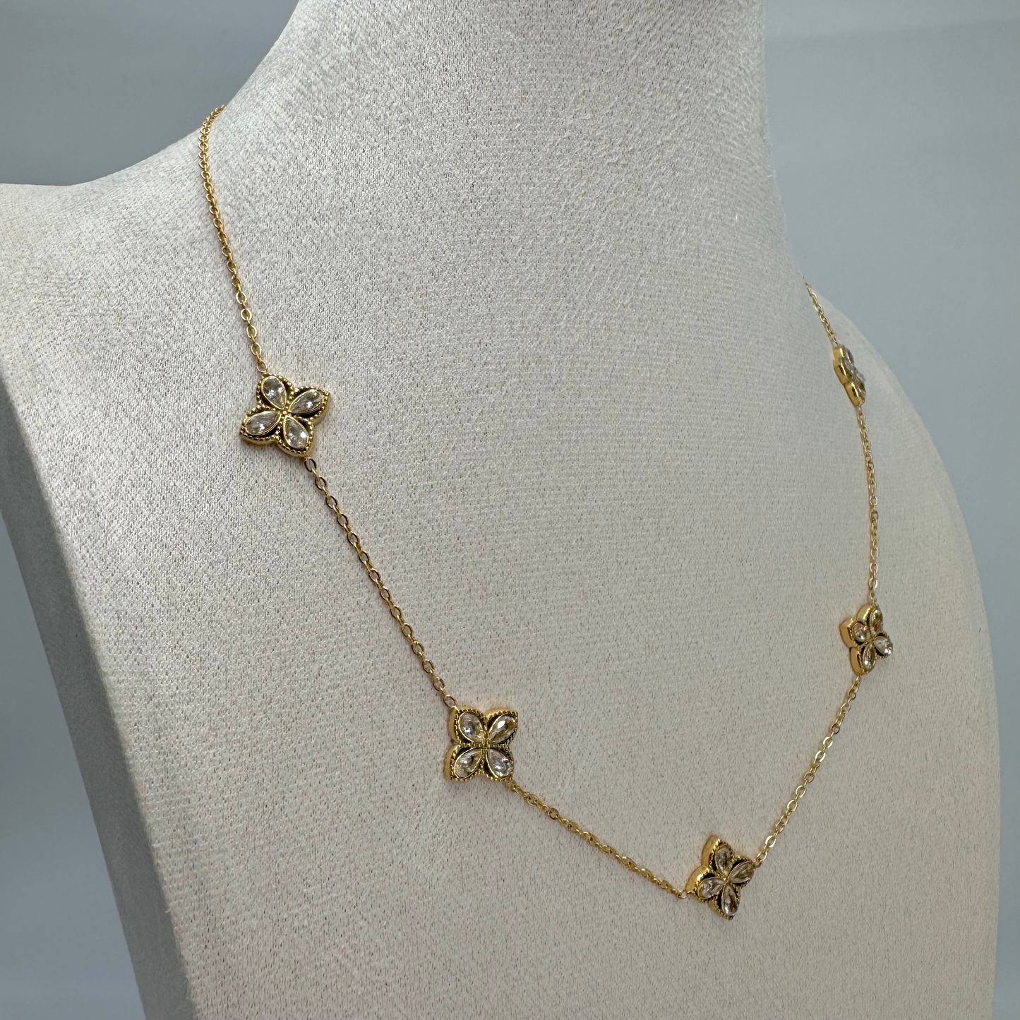 Collier en acier inoxydable et diamant trèfle chic cadeau pour femme pas cher