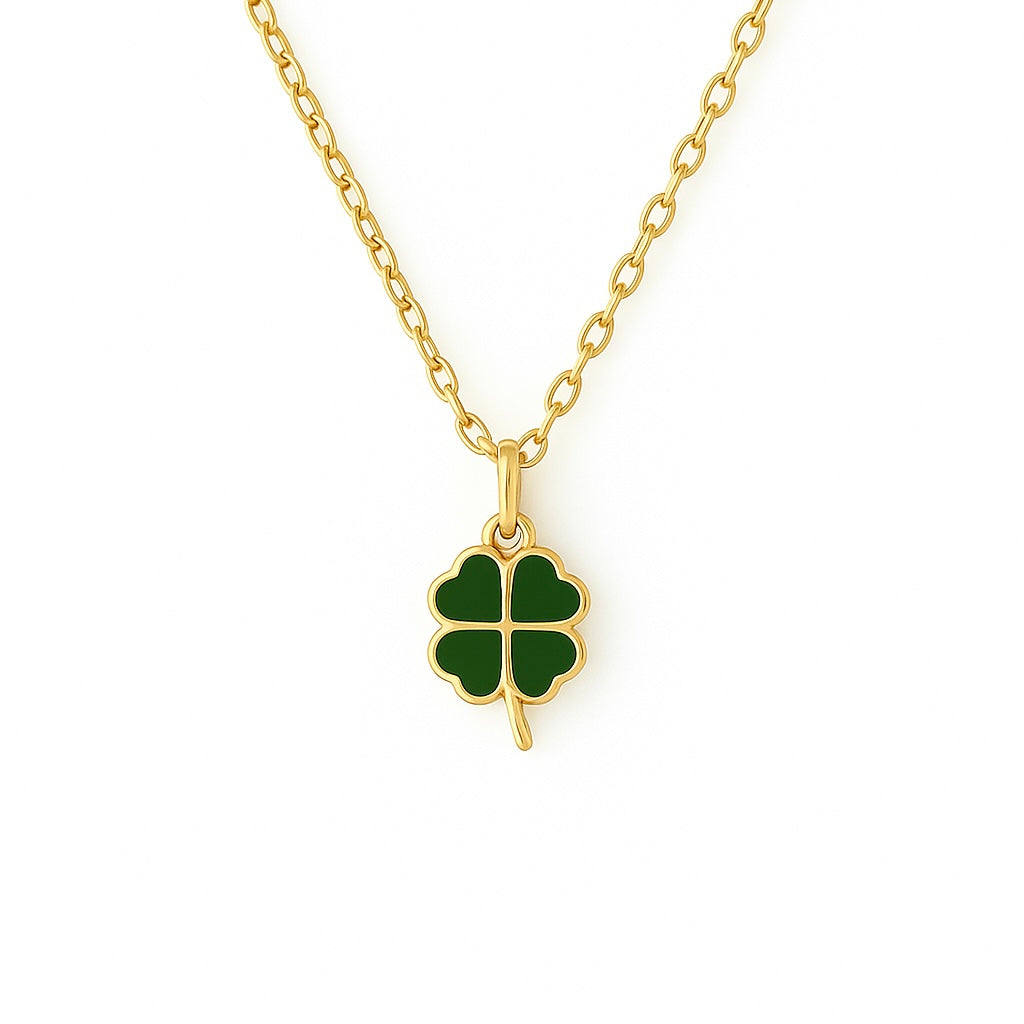 Collier orné d'un pendentif trèfle (20mm) à personnaliser en acier inoxydable doré Collier orné d'un pendentif trèfle (20mm) à personnaliser en acier inoxydable doré