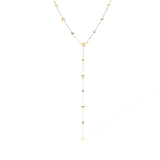 Collier y en acier inoxydable doré