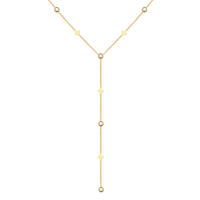 Collier y en acier inoxydable doré