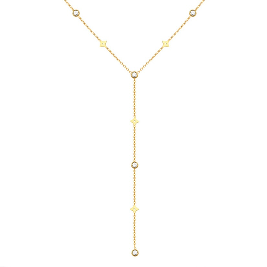 Collier y en acier inoxydable doré