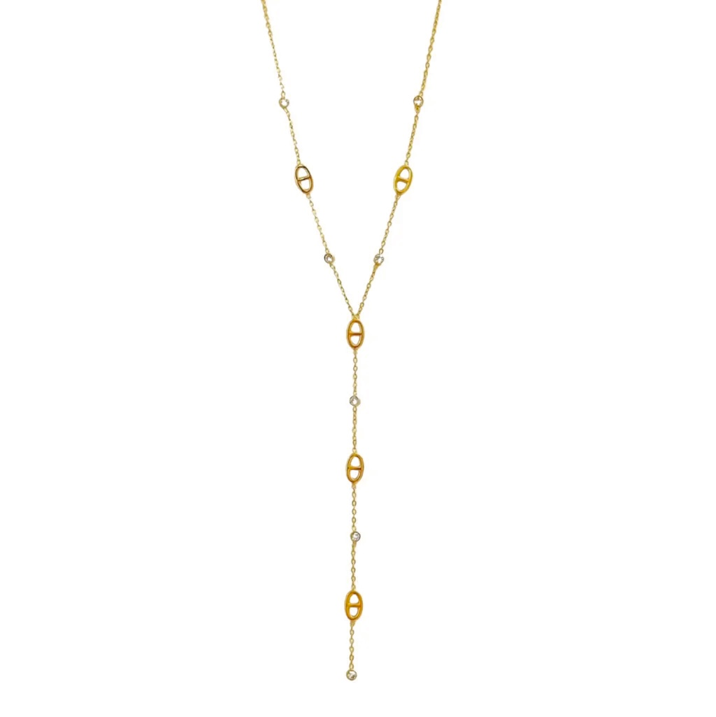 Collier Y maille en acier inoxydable doré