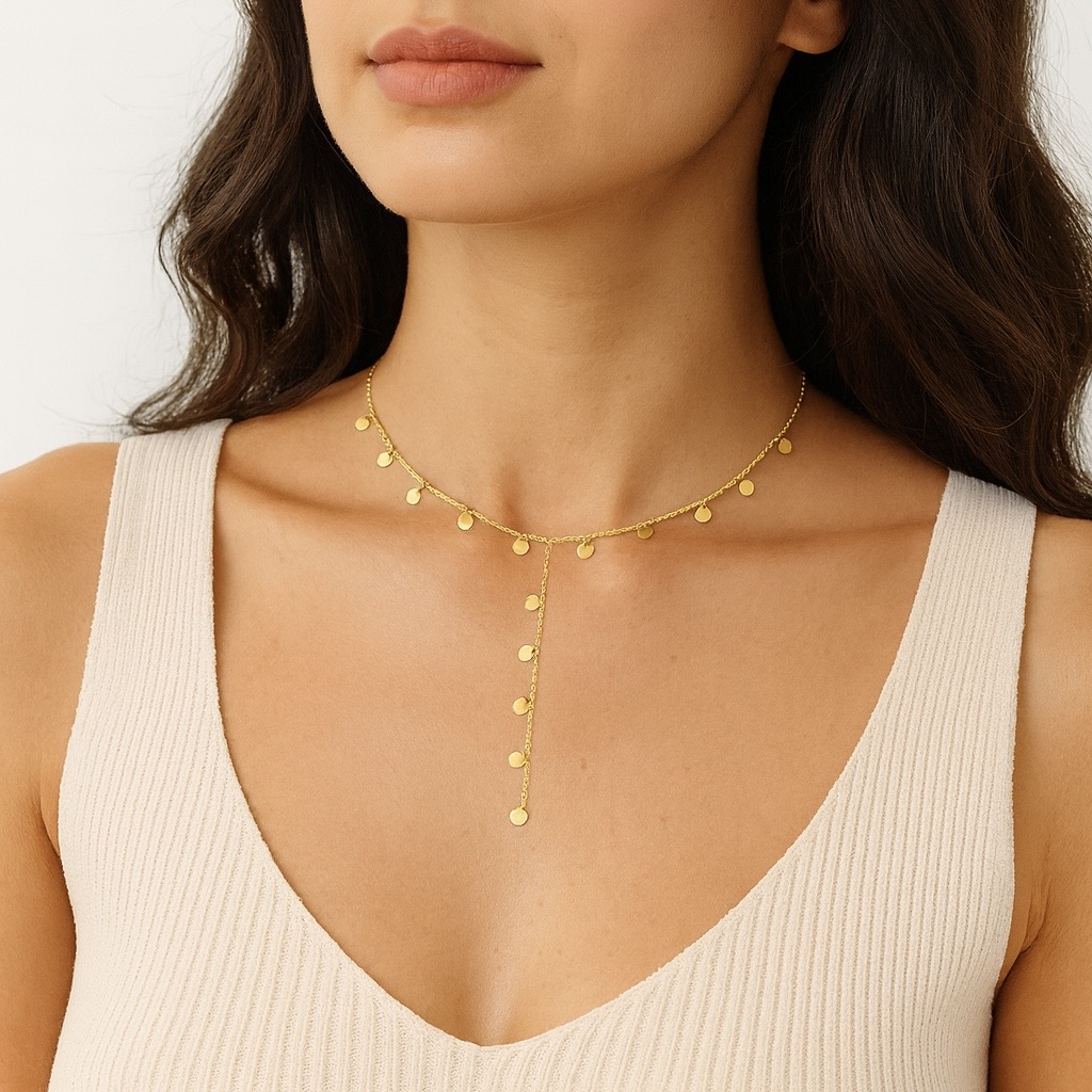 Collier Y confettis en acier inoxydable
