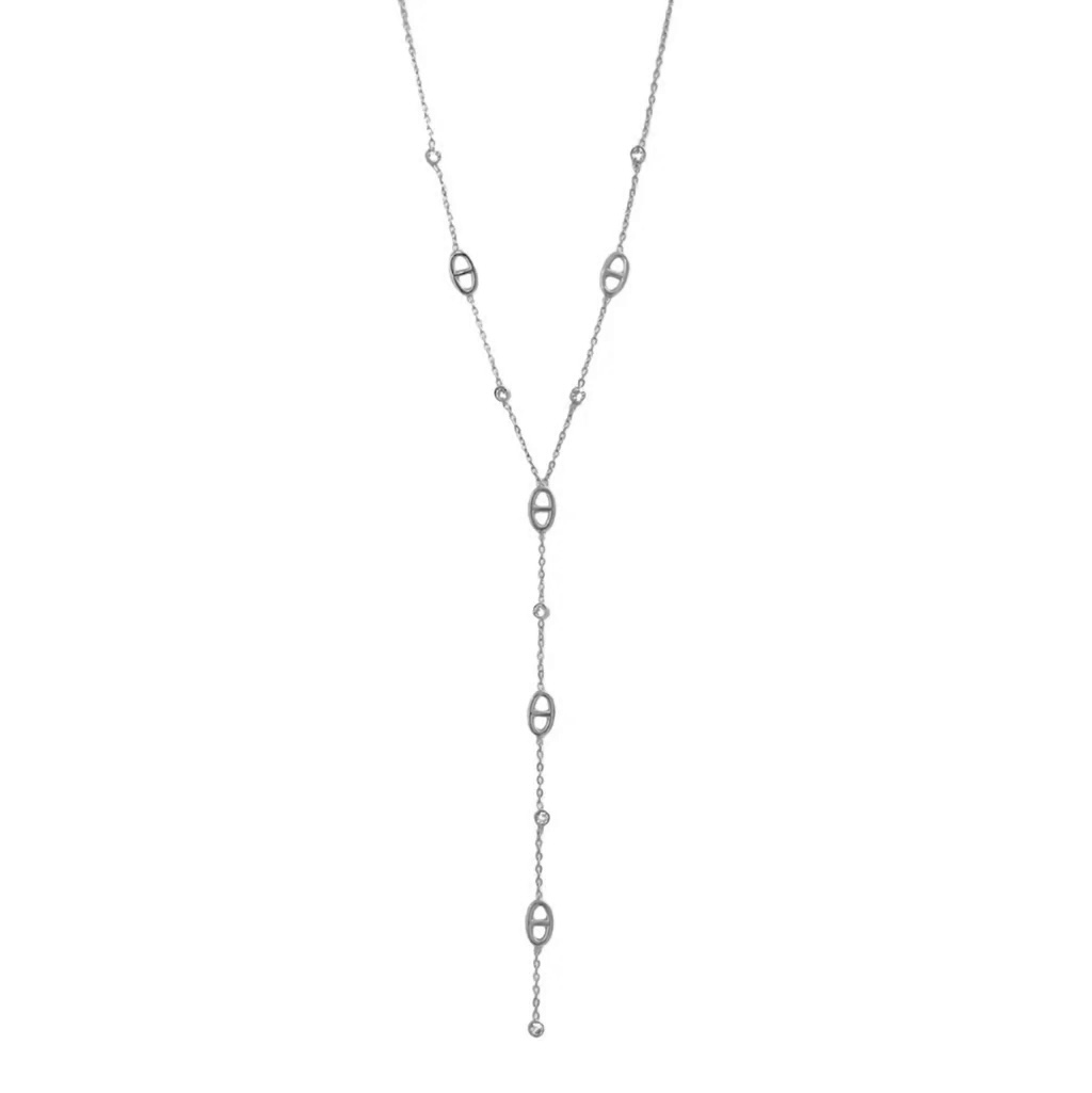 Collier maille en acier inoxydable forme Y argenté
