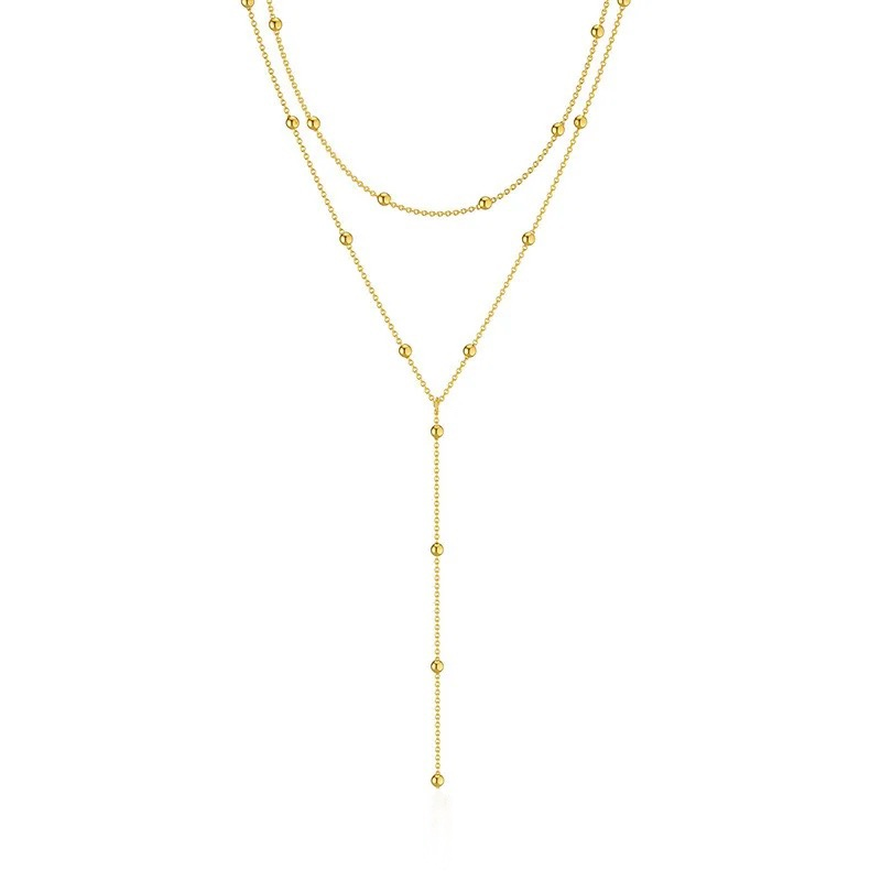 Collier y en acier inoxydable double doré
