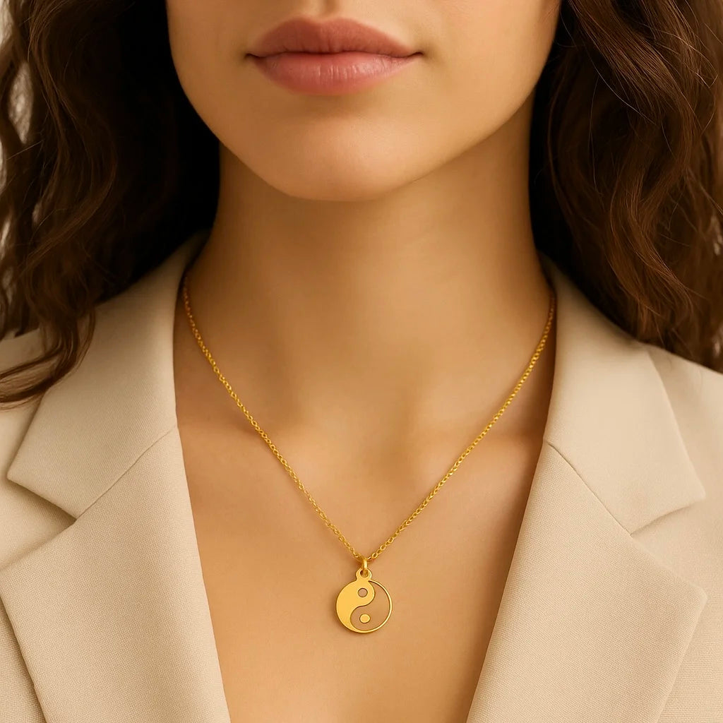 Collier ying yang en acier inoxydable
