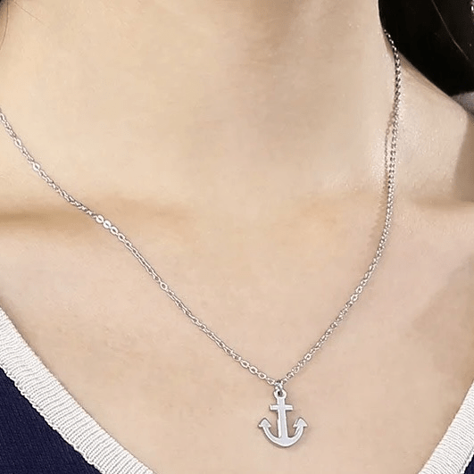 Collier ancre en acier inoxydable argenté pas cher