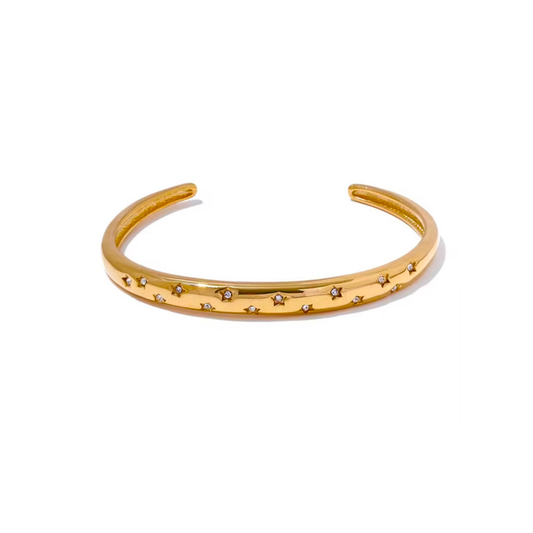 Jonc acier inoxydable doré étoile