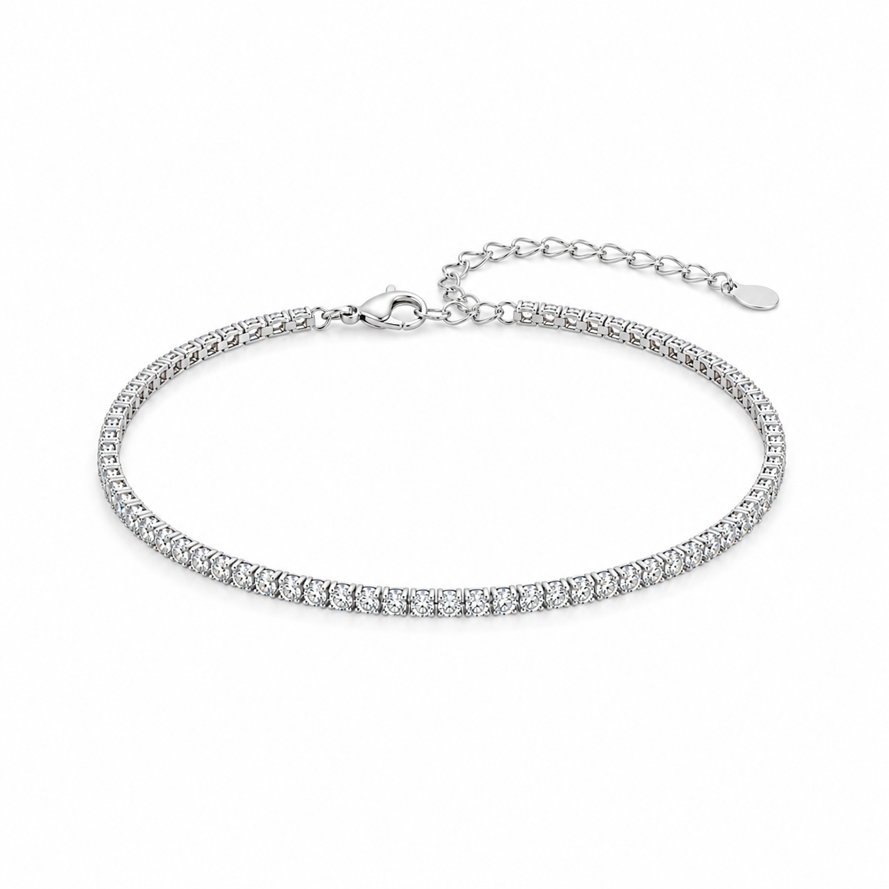 Bracelet diamant tennis argenté en acier inoxydable et zircon